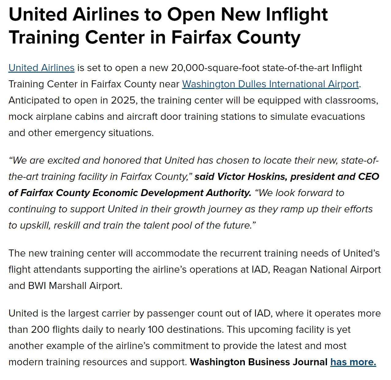 United Airlines Inflight Training Center